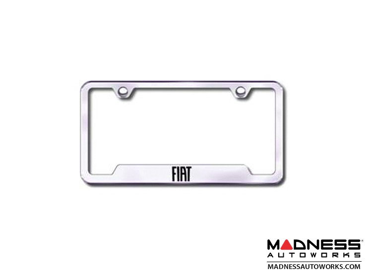 License Plate Frame - w/ Cut Outs for Tags - Polished Stainless Steel w/ FIAT Logo